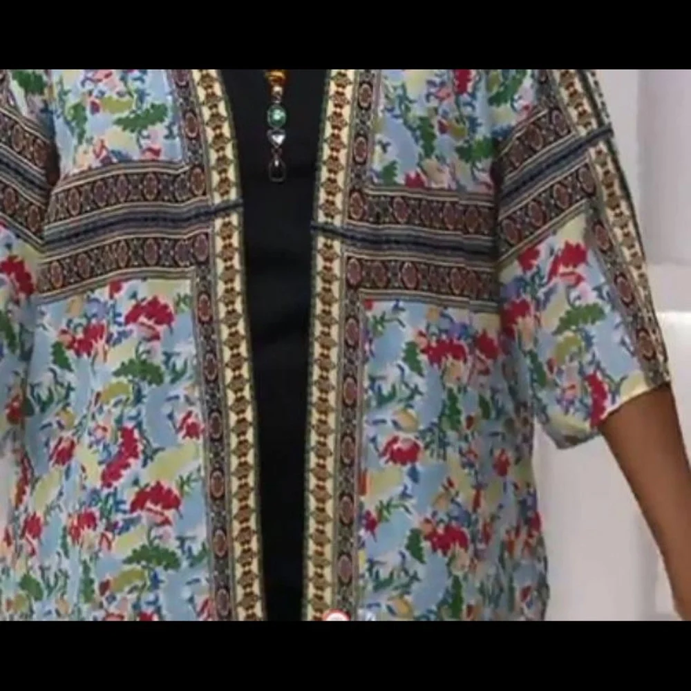 Susan Graver Open Front Kimono Duster Multi color floral size XL
